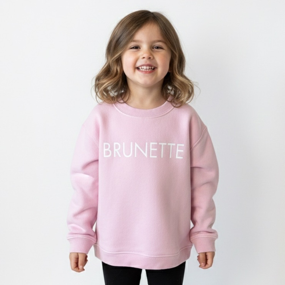 Brunette the Label Pink Crewneck Sweatshirt Kids Girl Size 4-5 Minimalist Clean